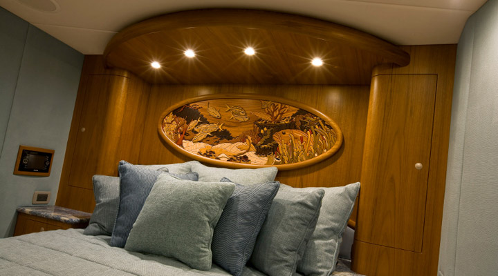 teak in yacht bedroom